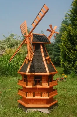 Produktbild von XL Windmühle mit Solar-Beleuchtung - 1,5 Meter Höhe, Farbe:Dunkel