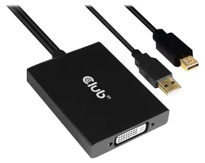 Produktbild von CLUB3D Mini DisplayPort to Dual Link DVI, HDCP OFF version for Apple Cinema Displays Active Adapter, 0,6 m, DVI-D, Mini DisplayPort + USB Type-A, Buchse, Stecker, Gerade