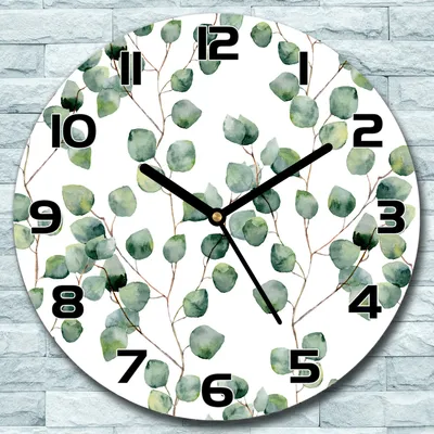 Produktbild von Wanduhr aus Glas Rund fi 30 Grünes florales Quarz Deko Schlafzimmer Büro
