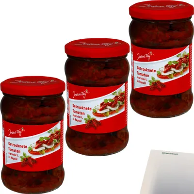 Produktbild von Jeden Tag getrocknete Tomaten 3er Pack (3x280g Glas) + usy Block