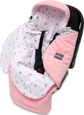 Produktbild von Bellochi Universal Baby Einschlagdecke für Babyschale und Autositz Kinderwagendecke Fußsäck aus Baumwolle und Samt z.B. passend für Maxi-Cosi, Römer, Cybex - Rosa