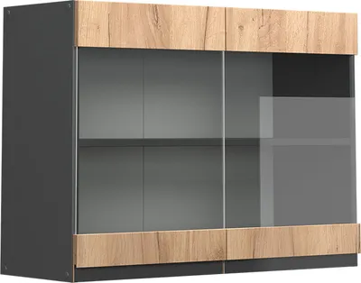 Produktbild von Küchenglasschrank Vicco R-Line Goldkraft Eiche 80 cm J-Shape, Model 39743