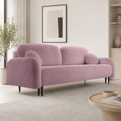 Produktbild von GOLDSTOFF Sofa 140x200cm | Sofa mit Schlaffunktion und Staurum | Bequemes und Modernes 2-Sitzer-Sofa für Wohnzimmer (Rosa)