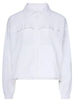 Produktbild von Damen gewebte Athleisure Jacke weiss Gr. M mit Reißverschluss und Stickereien