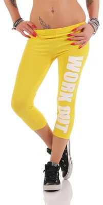 Produktbild von Leggings WORK OUT 3/4 Sporthose Baumwolle; Gelb 3XL/46