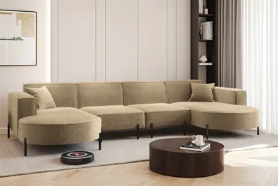 Produktbild von Wohnlandschaft U-Form Sofa VALENCIA XL in Stoff Quelle Hellbraun