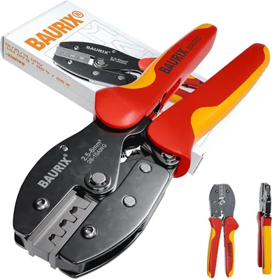 Produktbild von BAURIX® MC4 Crimpzange [2,5-6mm²] I Solar Crimpzange für MC4 PV Kabel, Solarstecker MC4 Verbinder, Solar Kabel, PV Solar Stecker, Y Stecker I MC4