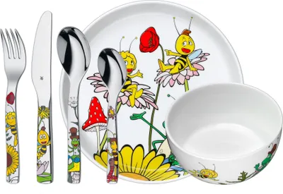 Produktbild von WMF Kinderset 6-teilig Biene Maja, Toddler cutlery set, Weiß, Porzellan, Edelstahl, 3 Jahr(e), 16,5 cm, 18,5 cm