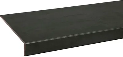 A close-up, angled view of a dark gray step.