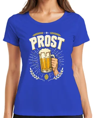 Produktbild von Prost Bier Maßkrug Saufen Party Retro Geschenk Hopfen Damen T-Shirt, Blau, S