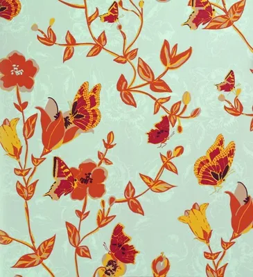 Produktbild von Vintage Chic Tapete Rasch Textil Tapete Landhaus 321578 Schmetterling creme orange