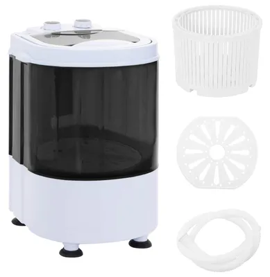 Productafbeelding van vidaXL Mini-wasmachine met enkelreservoir, 2,6 kg, zwart en wit