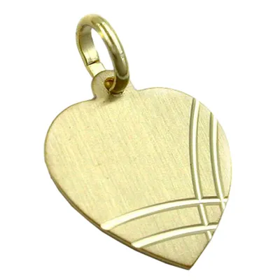 Produktbild von Anhänger 14x13mm Herz Gravuranhänger mattiert diamantiert 9Kt GOLD gold 14x13mm