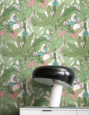 Produktbild von NEWROOM Tapete Hathi Muster Grün Vliestapete - Modern Dschungel Blumen  Germany