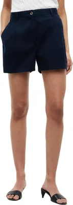Productafbeelding van Tommy Hilfiger, gewassen, wijde chino shorts, dames, volwassenen, donkerblauw, met knoopsluiting en rits, 1 stuk, katoen