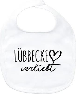 Produktbild von Huuraa Baby Lätzchen Lübbecke verliebt White Klettverschluss  Baumwolle Latz Geschenkidee