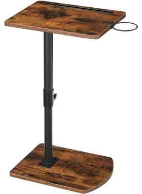 Produktbild von C-Form Beistelltisch Höhenverstellbar 45,5-78 cm, 360° drehbar, mit Getränkehalter, Vintagebraun/Schwarz