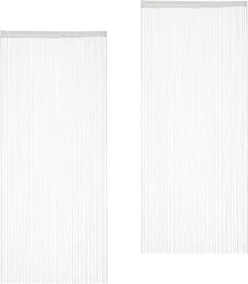 Obrázek produktu pro Závěs z vláken – sada 2 kusů – pro okna a dveře – závěs na dveře – snadno sekrátí – polyester – bílá barva