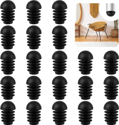 A collage of black furniture leg caps.