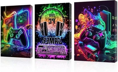 Immagine prodotto di Set di poster a tema videogiochi - 3 pezzi - Camera dei ragazzi - Poster da parete - 30 x 40 cm - Decorazioni per ragazzi