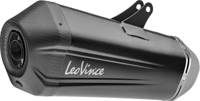 Image de Silencieux arrière LeoVince LV-12 R Black Edition homologué, en acier inoxydable noir, avec embout carbone et bouclier thermique pour Honda NT 1100, année de fabrication 2025 - 2026, E5+