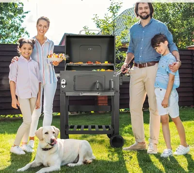 Produktbild von Holzkohlegrill - Grill - Räuchergrill - Kugelfragmentgrill - Kamado-Grill - XXL Grillfläche: 57x42 cm
