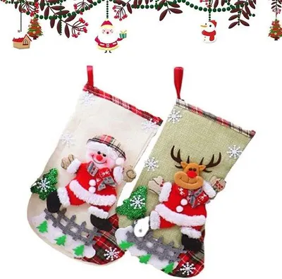 Obrázek produktu pro 2 kusy vánočních ponožek - vánoční dekorace - ponožky s motivem Santa Clause jako dárkové balení pro děti a rodiny