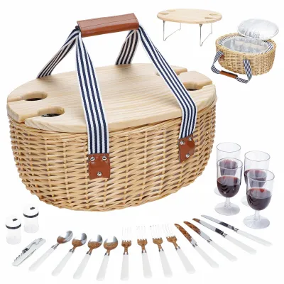 Produktbild von Picknickkorb für 4 Personen mit Weintisch und Kühltasche