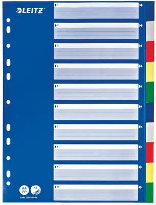 Produktbild von LEITZ Kunststoff Register blanko A4 10-teilig farbig multicolor