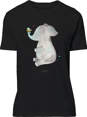 Produktbild von Mr. & Mrs. Panda T-Shirt Elefant Biene - Schwarz - Geschenk, Shirt, S, oberteil, Tshirt, Heiratsantrag, Liebesspruch, Liebe, Lustige Sprüche, mit Motiv, Hochzeitsgeschenk