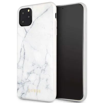 Produktbild von Guess Marmor Hartschale aus gehärtetem Glas - iPhone 11 Pro Max Hülle (weiß)
