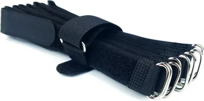 Produktbild von 10 x Klettkabelbinder 20 cm schwarz - Klett / Flausch auf GLEICHER SEITE! - Metallöse Goodymax®