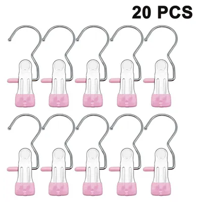 Produktbild von 20 Stück Stiefelaufhänger-Clips, Wäschehaken, Wäscheklammern aus Edelstahl, zum Aufhängen von Socken, Handtüchern, Unterwäsche, Hüten, Schals, Hosen und Babykleidung