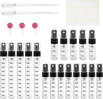 Produktbild von Reinigungsflasche - 18-teiliges Reise-Set (Schwarz, 2ml/5ml/10ml)