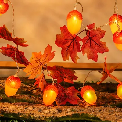 Lichterkette Ahornblätter 2m 10 LED Herbstdeko