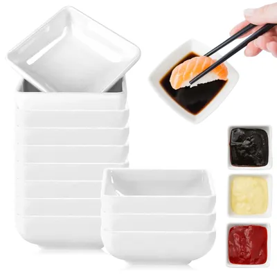 Dipschalen-Set 16 Stück, rechteckig, weiß, 7,3 cm, Melamin