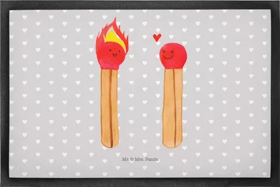 Produktbild von Mr. & Mrs. Panda Fußabstreifer Streichhölzer 50 x 75 cm - Grau Pastell - Geschenk, Sauberlaufmatte, Liebesgeschenk, Schmutzmatte, Schmutzfänger, Liebesbeweis, fußmatte