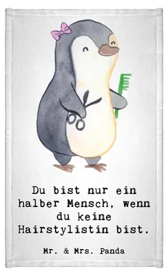 Produktbild von Mr. & Mrs. Panda Handtuch Hairstylistin Herz - Weiß - Geschenk, Friseursalon, badezimmer, Gäste-WC, Beruf, Witzig, Spruch, Frotteetuch, Lustig, Mini-Handtuch