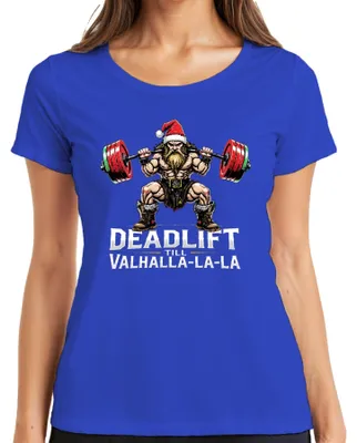 Productafbeelding van Deadlift Till Valhalla La La Wikinger T-shirt voor dames, blauw, maat L
