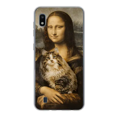 Produktbild von MuchoWow® Handyhülle Schutzhülle Hülle für Samsung Galaxy A10 Mona Lisa - Katze - Leonardo da Vinci - Vintage - Kunstwerk - Alte Meister - Gemälde Silikon Softcase Handy Hülle - Schutzhülle