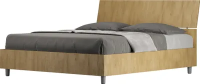 Produktbild von ITYHOME - Bett mit Lattenrost 160x200 schräges Kopfteil Eiche Natur Demas