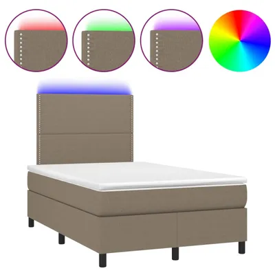 Produktbild von vidaXL Boxspringbett mit Matratze & LED Taupe 120x200 cm Stoff