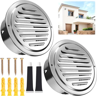 Productafbeelding van 2 stuks roestvrijstalen ventilatieroosters, rond, 150 mm