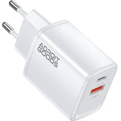 Produktbild von AdroitGoods Usb-A/C Schnell-Ladegerät - 20W Ladegerät mit QC3.0 - Universaladapter - Handy-Ladegerät - Weiß