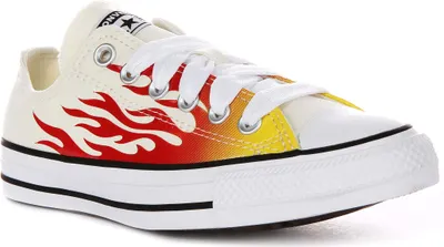 Produktbild von Converse Chuck Taylor All Star Flames Textil Trainer in Weiß Rot – 6 UK - 39 EU - 6M/8F US / White Red