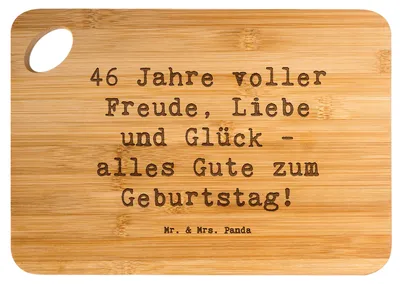 Produktbild von Mr. & Mrs. Panda Frühstücksbrett Spruch 46. Geburtstag - Transparent - Geschenk, Alter, Happy Birthday, schneidunterlage, Liebe, Holzbrett, feiern, Schneidebrett, Brett