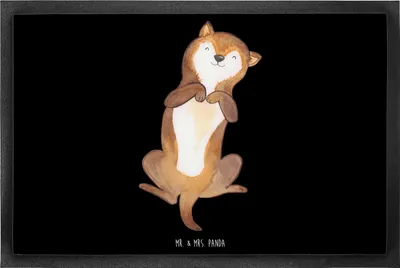Produktbild von Mr. & Mrs. Panda Schmutzfangmatte Hund Streicheln 60 x 90 cm - Schwarz - Geschenk, Niedlich, Türmatte, Gummimatte, Sprüche, Schuhabstreifer, Süß, Bauch, Fussmatte, Hunde