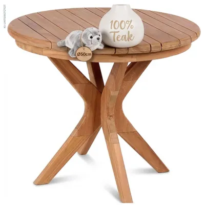 Produktbild von Mr. Deko Beistelltisch Burton rund 60 cm Teakholz natur Garten Balkon