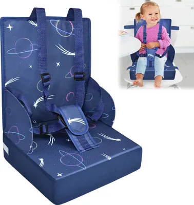 Produktbild von LARS360 Mobiler Kinder Sitzerhöhung Faltbar Boostersitz hochstuhl Baby Stühle Gurt mit drei Punkten Kindersitzerhöhung Blau
