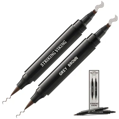 Produktbild von Bartauffüllstift - Doppelspitze (2er-Pack) - Grau Braun